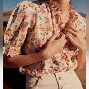 Sezane Maya Blouse Top size 36  or 4 EUC